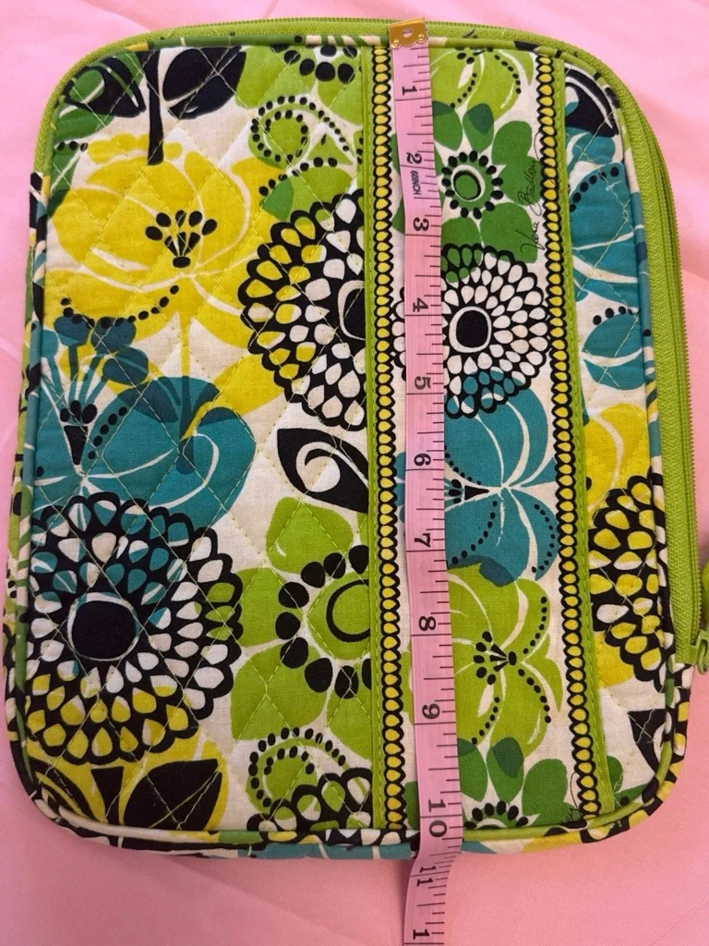 Vera Bradley Floral Zip Pouch - Green, Teal, Black Table/ IPad Case